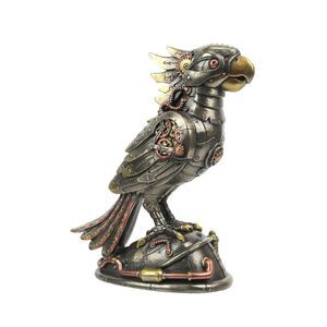 Steampunk Designed Cockatiel / Parrot Bird Metallic Finished Tabletop Statue